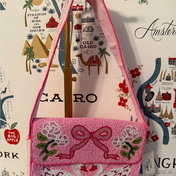 Francesca's Collections Handbags - Francesca's Collections Pink Beaded Shoulder Bag